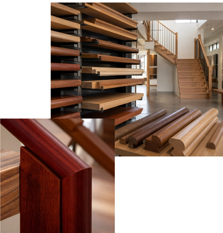 Planet Stairs service collage showing timber stairs and balustrades